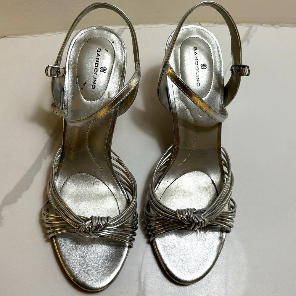 Bandolino Silver Ankle Strap Heels - 10M